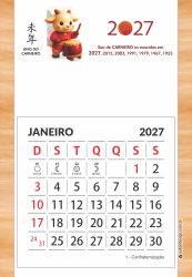 Calendário Ímã Carneiro Cute Cute 2027